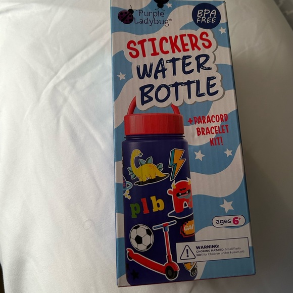 PURPLE LADYBUG DIY Boys Water Bottle with Stickers Craft Kit - Picture 1 of 2